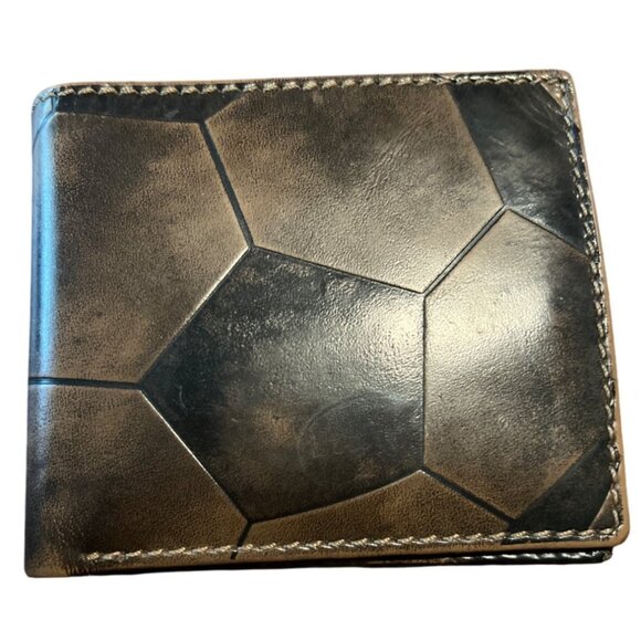House Of Jack Mens Bifold Leather Wallet Embossed Soccer Ball Design - Picture 1 of 6